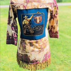 Upcycled Bleached Shirt W/ Cowboy Roper Appliqué